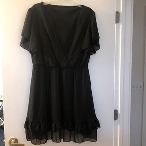 SHEIN Black Chiffon Ruffle Dress 1X